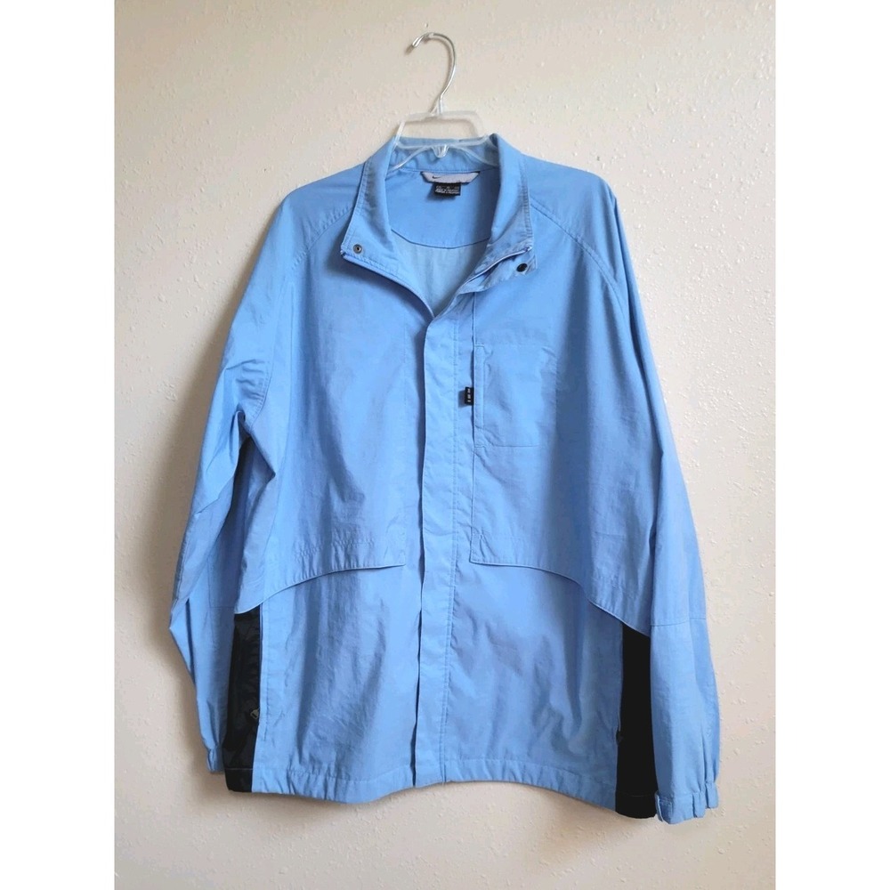 Nike Nylon Windbreaker Jacket Full Zip Pockets Light Blue Sz XL